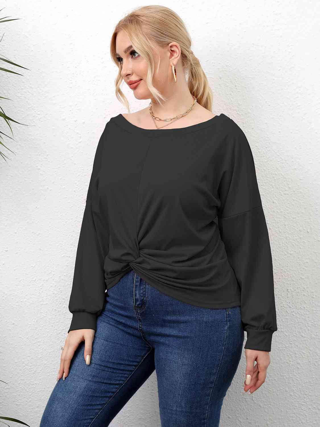 Twisted Style Front Plus Size Drop Shoulder T-Shirt - MXSTUDIO.COM