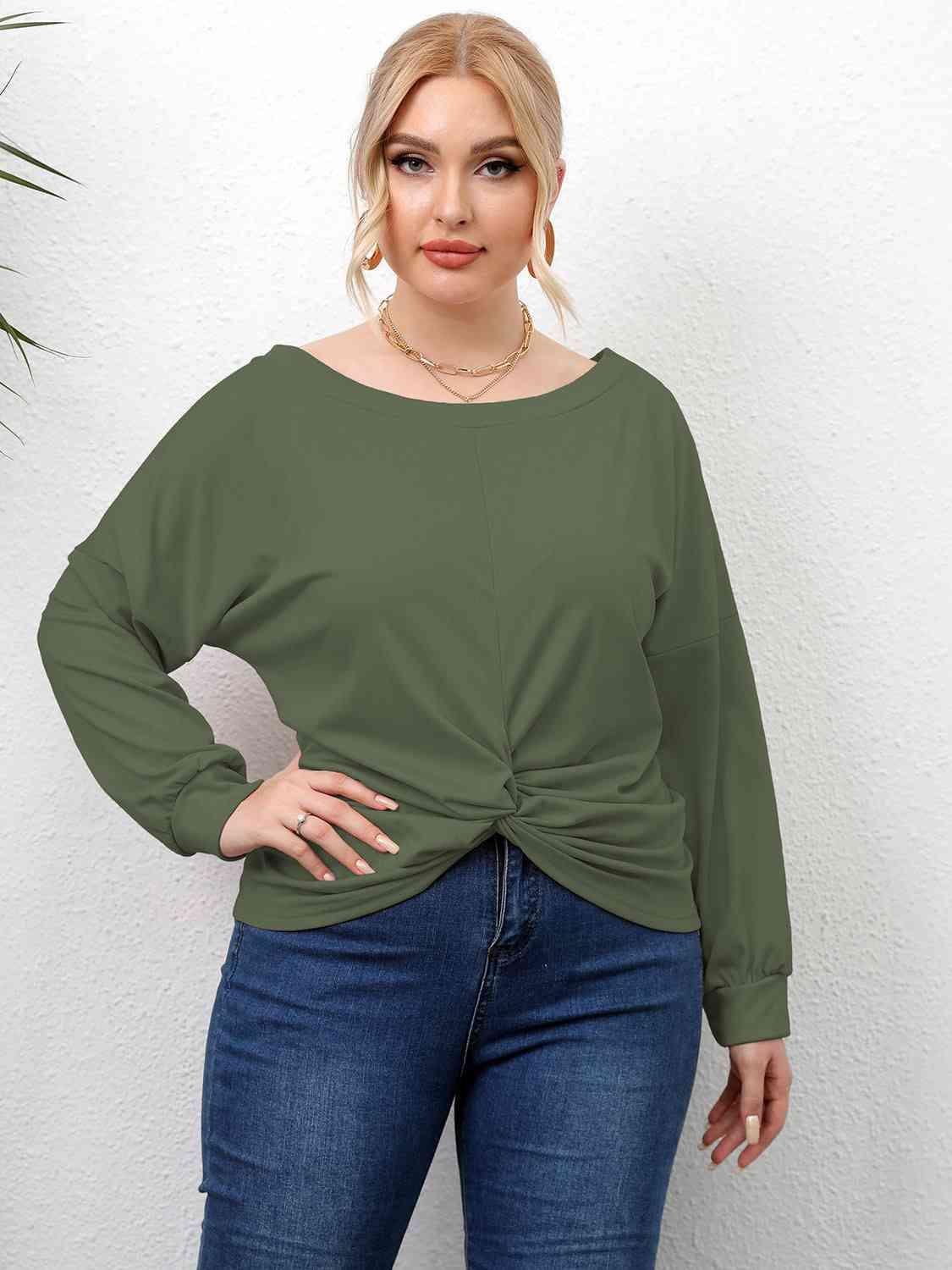 Twisted Style Front Plus Size Drop Shoulder T-Shirt - MXSTUDIO.COM