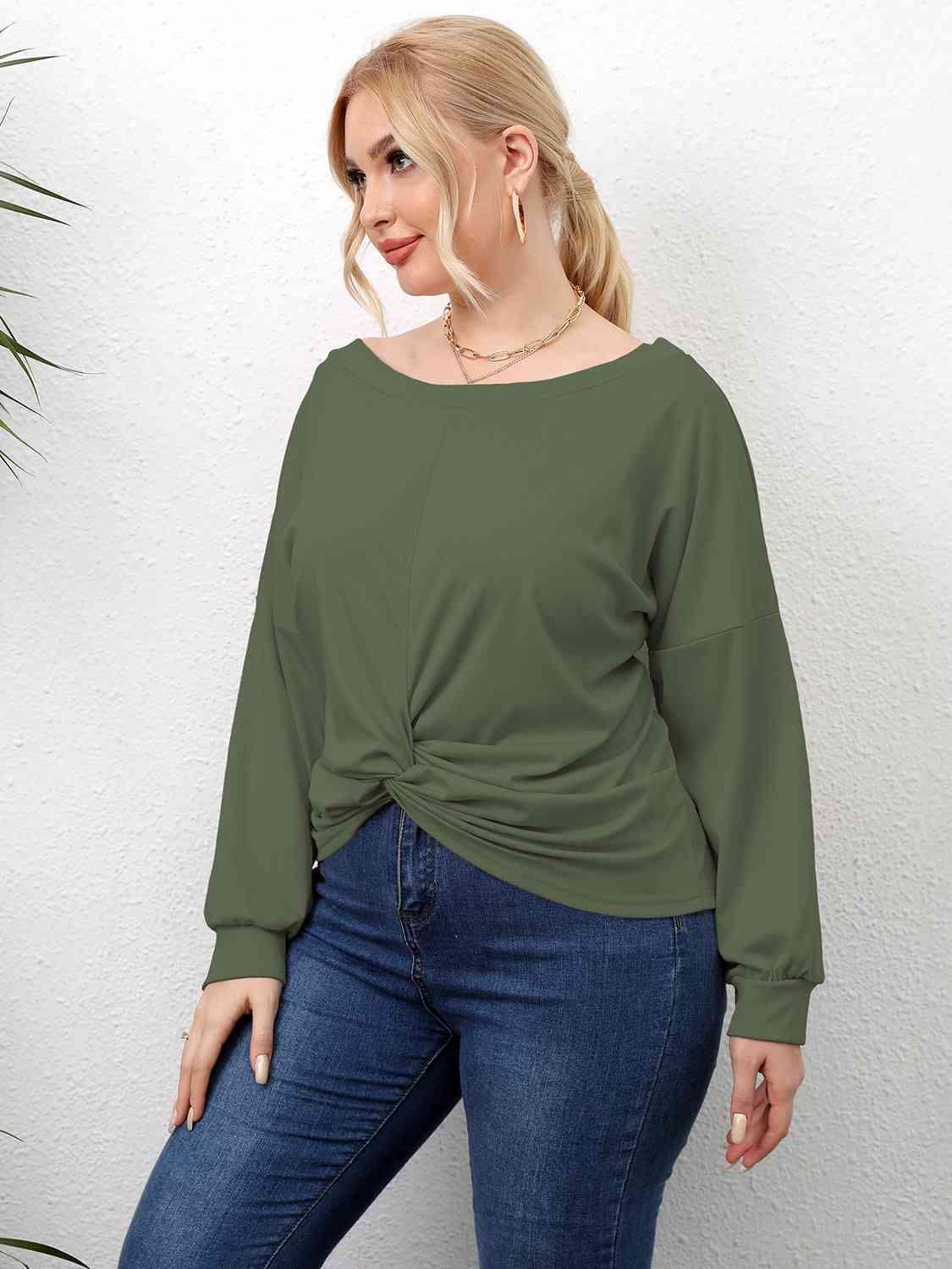 Twisted Style Front Plus Size Drop Shoulder T-Shirt - MXSTUDIO.COM