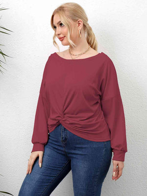 Twisted Style Front Plus Size Drop Shoulder T-Shirt - MXSTUDIO.COM