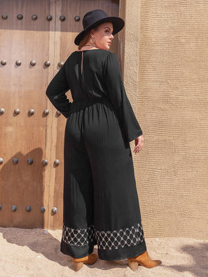 Ultimate Journeys Square Neck Plus Size Black Jumpsuit - MXSTUDIO.COM