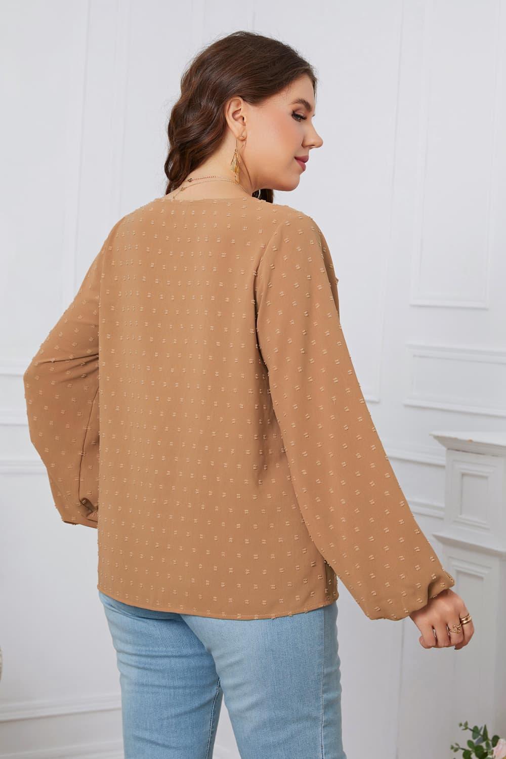 Undeniable Charm Plus Size Lantern Sleeve Blouse - MXSTUDIO.COM