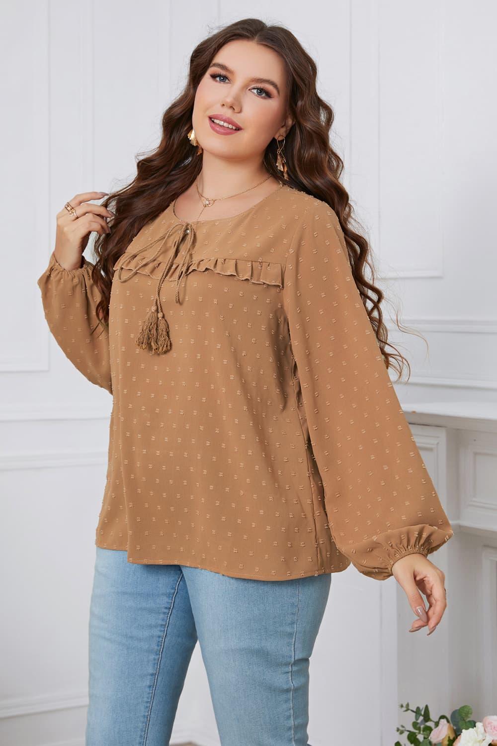 Undeniable Charm Plus Size Lantern Sleeve Blouse - MXSTUDIO.COM