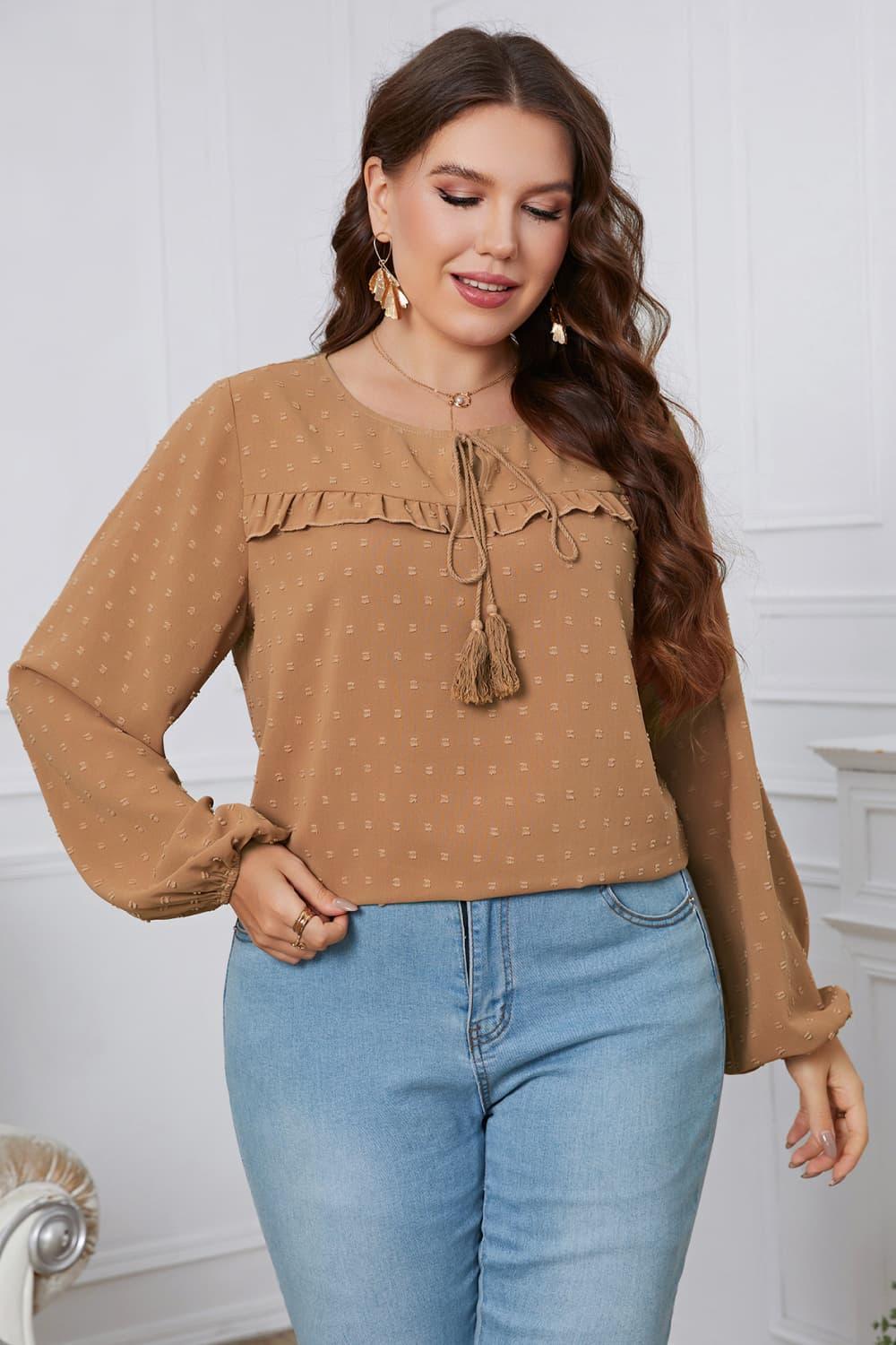 Undeniable Charm Plus Size Lantern Sleeve Blouse - MXSTUDIO.COM