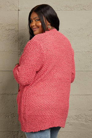 Unique Popcorn Knit Plus Size Open Front Cardigan - MXSTUDIO.COM