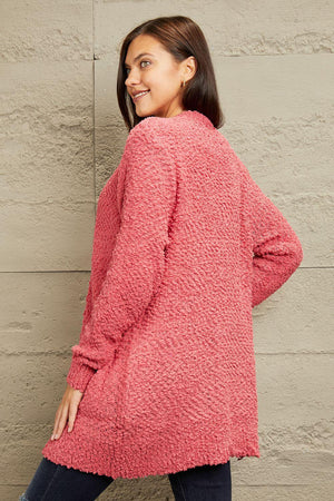 Unique Popcorn Knit Plus Size Open Front Cardigan - MXSTUDIO.COM