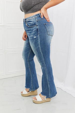 Venturesome Plus Size High Waist Flare Jeans - MXSTUDIO.COM