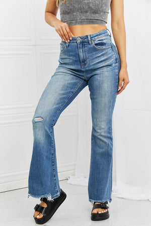 Venturesome Plus Size High Waist Flare Jeans - MXSTUDIO.COM