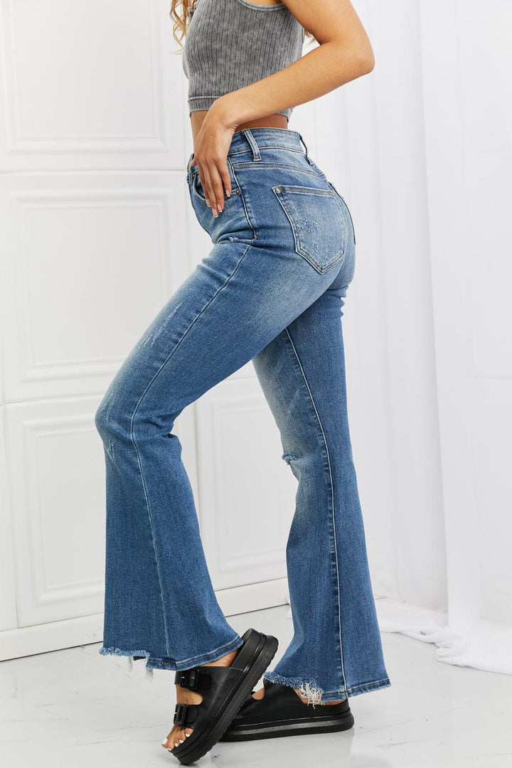 Venturesome Plus Size High Waist Flare Jeans - MXSTUDIO.COM
