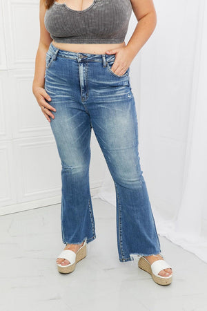 Venturesome Plus Size High Waist Flare Jeans - MXSTUDIO.COM