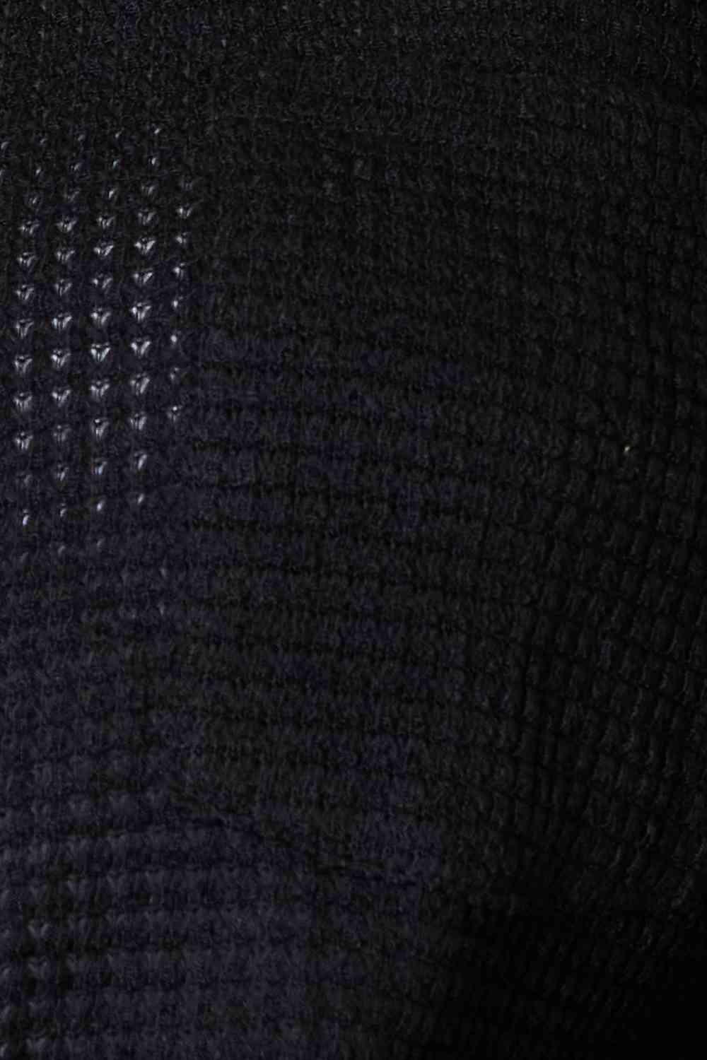 Waffle-Knit Dropped Shoulder Plus Size Black Shirt - MXSTUDIO.COM