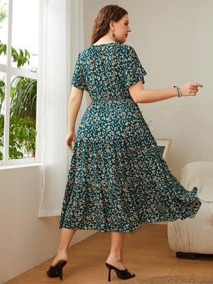 Wear Today And Always Plus Size Floral Midi Dress - MXSTUDIO.COM