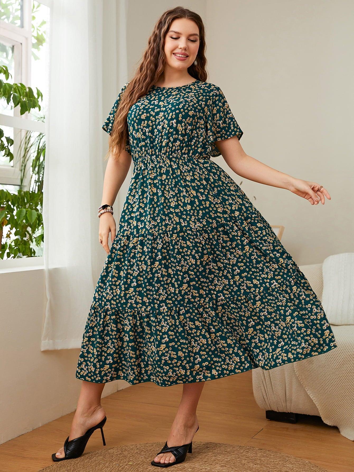 Wear Today And Always Plus Size Floral Midi Dress - MXSTUDIO.COM