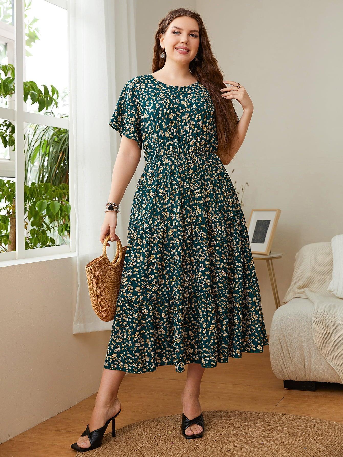 Wear Today And Always Plus Size Floral Midi Dress - MXSTUDIO.COM