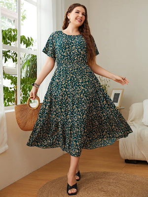 Wear Today And Always Plus Size Floral Midi Dress - MXSTUDIO.COM