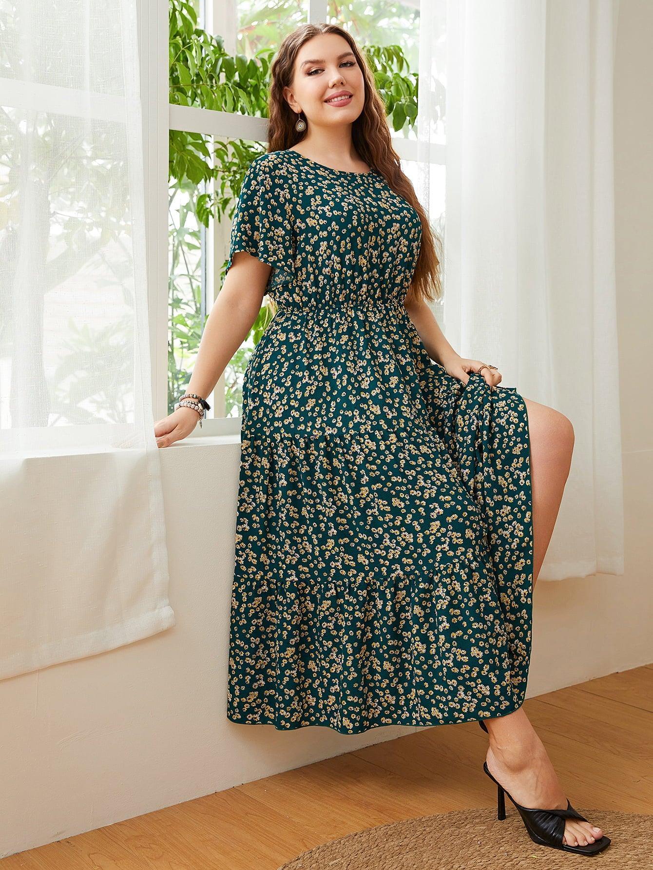 Wear Today And Always Plus Size Floral Midi Dress - MXSTUDIO.COM