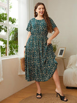 Wear Today And Always Plus Size Floral Midi Dress - MXSTUDIO.COM