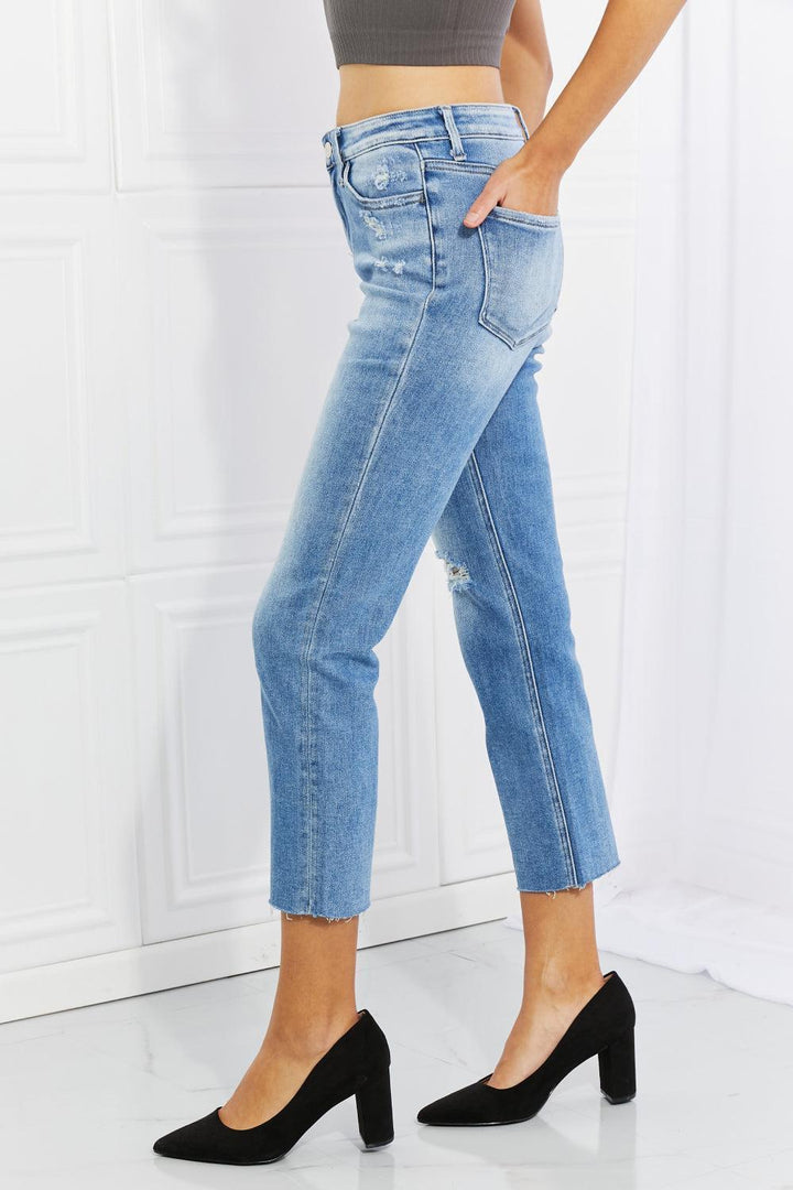 Well-Liked High Rise Distressed Cropped Jeans - MXSTUDIO.COM