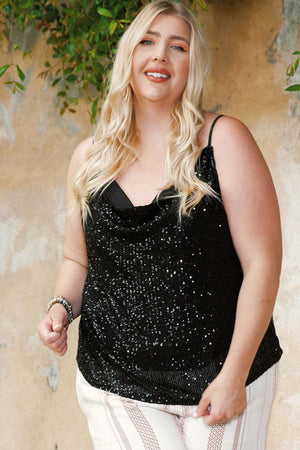 Who Cares Sleeveless Plus Size Black Sequin Top - MXSTUDIO.COM