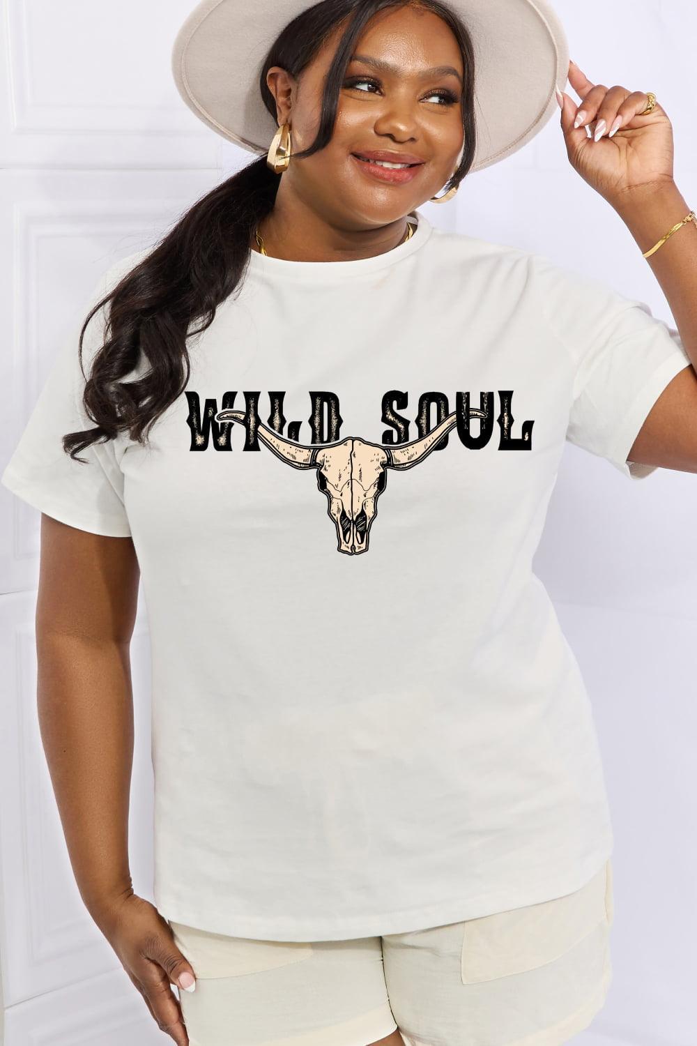 Wild Soul Cotton Plus Size Graphic T Shirt - MXSTUDIO.COM