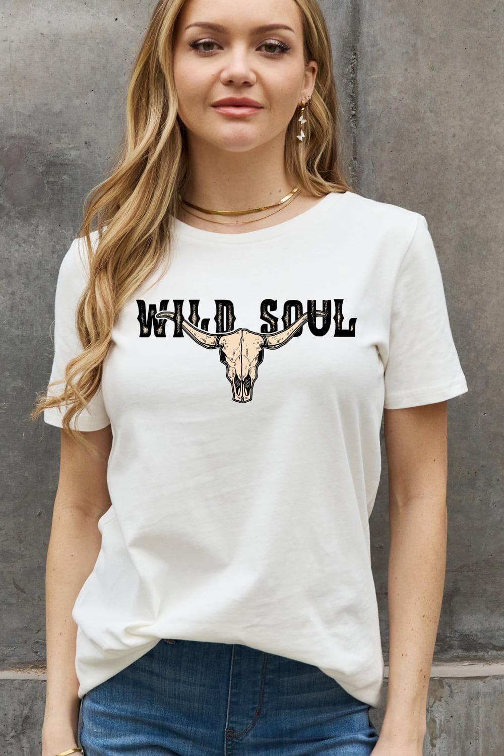 Wild Soul Cotton Plus Size Graphic T Shirt - MXSTUDIO.COM