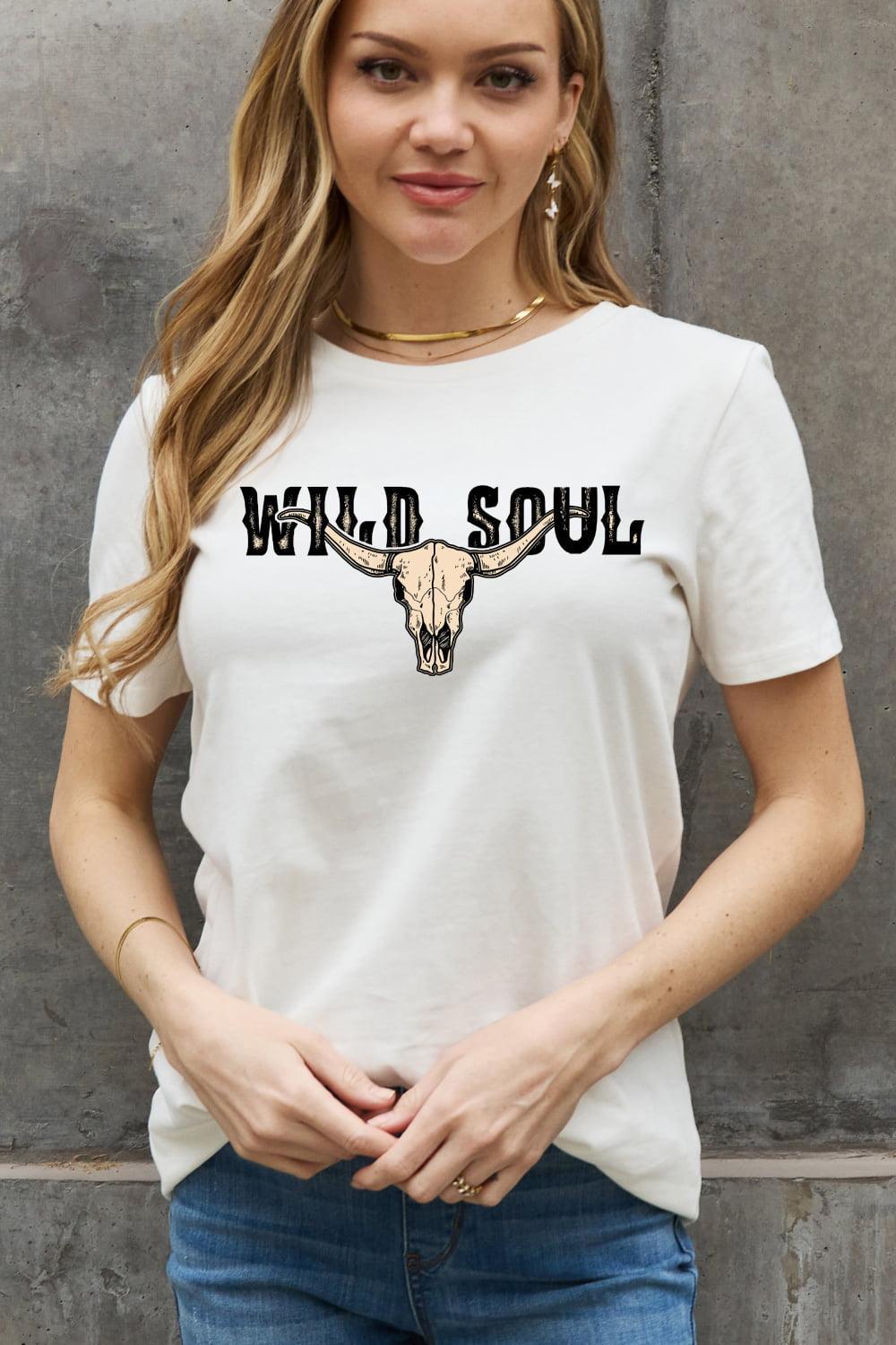 Wild Soul Cotton Plus Size Graphic T Shirt - MXSTUDIO.COM