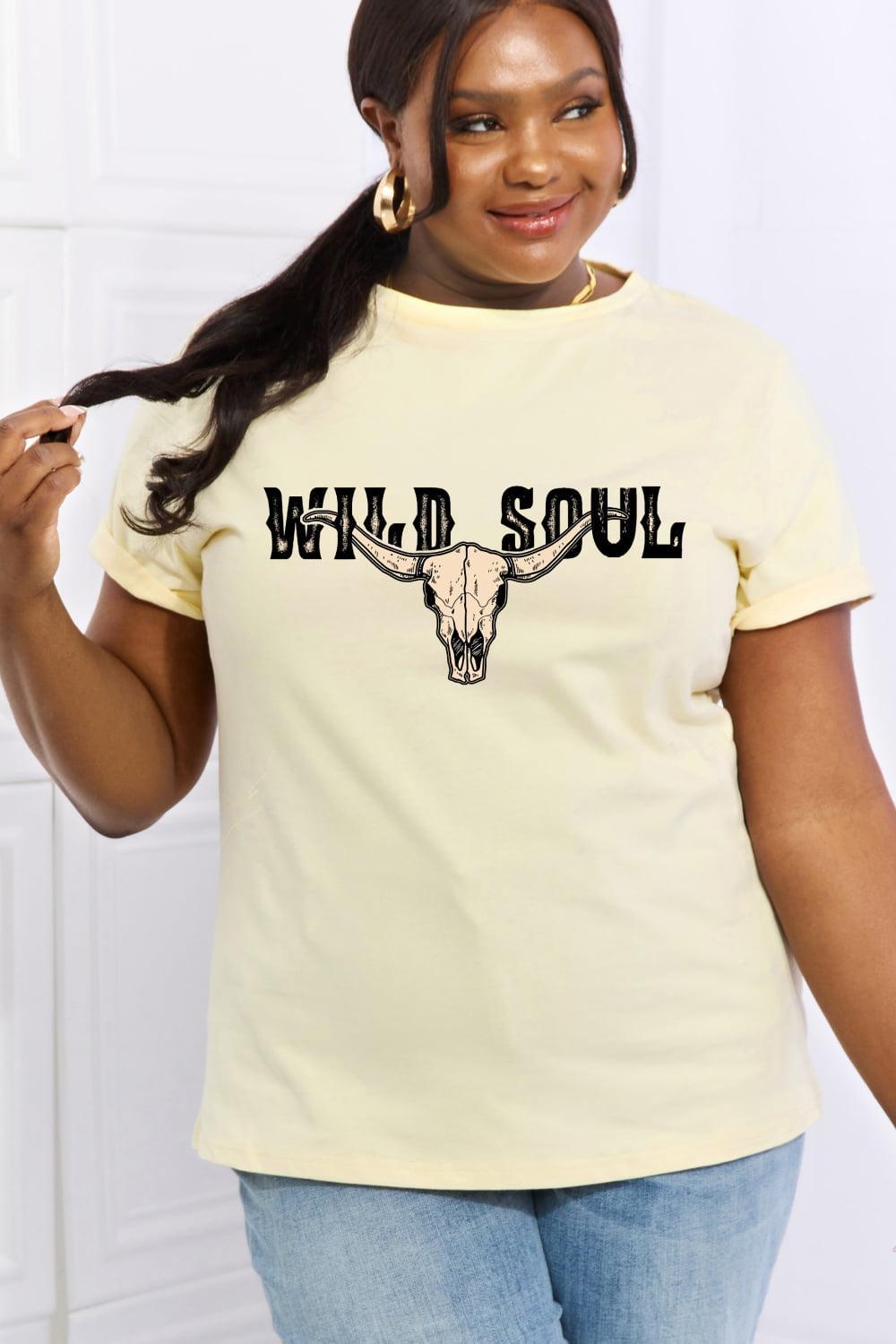 Wild Soul Cotton Plus Size Graphic T Shirt - MXSTUDIO.COM