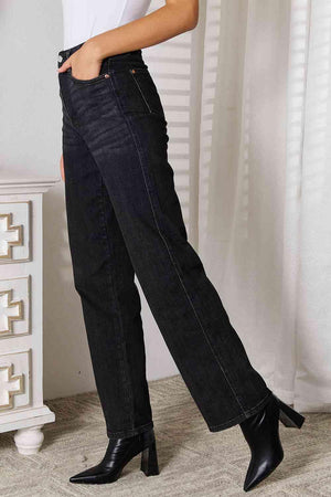Women's Plus Size Black Straight Leg Jeans - MXSTUDIO.COM