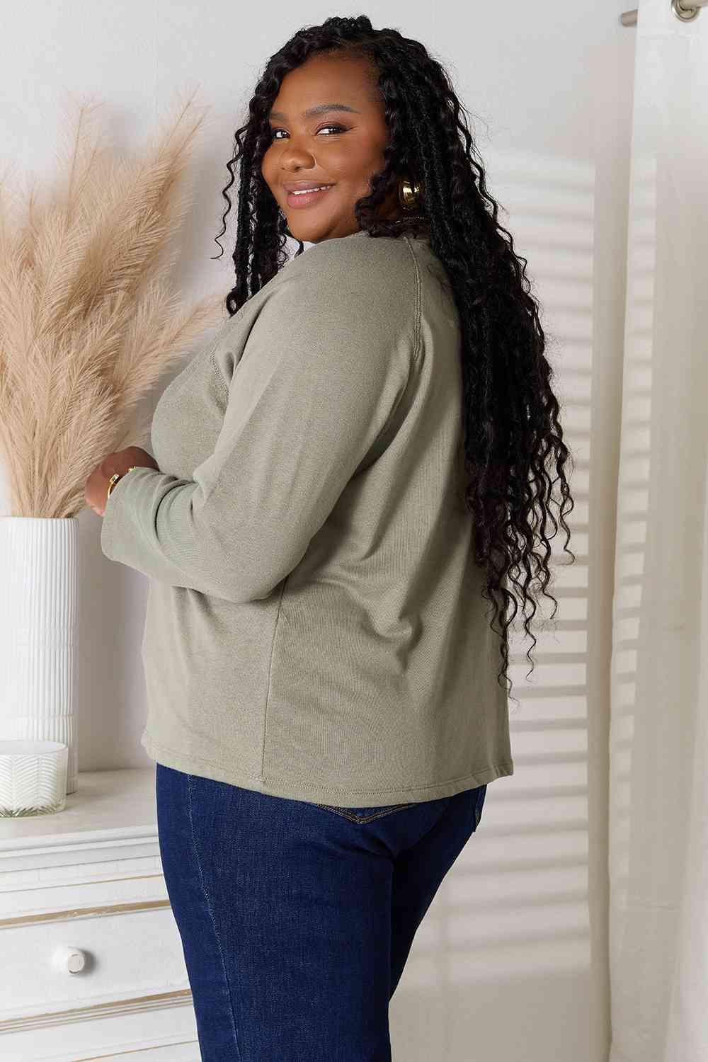 Women's Sage Plus Size Long Sleeve T Shirts - MXSTUDIO.COM