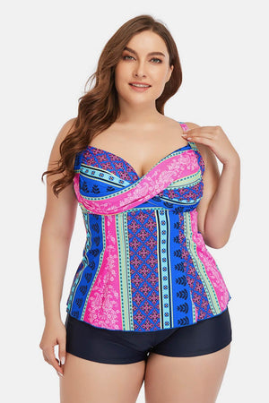 Zestful Plus Size Printed Cutout Two Piece Swim Set - MXSTUDIO.COM