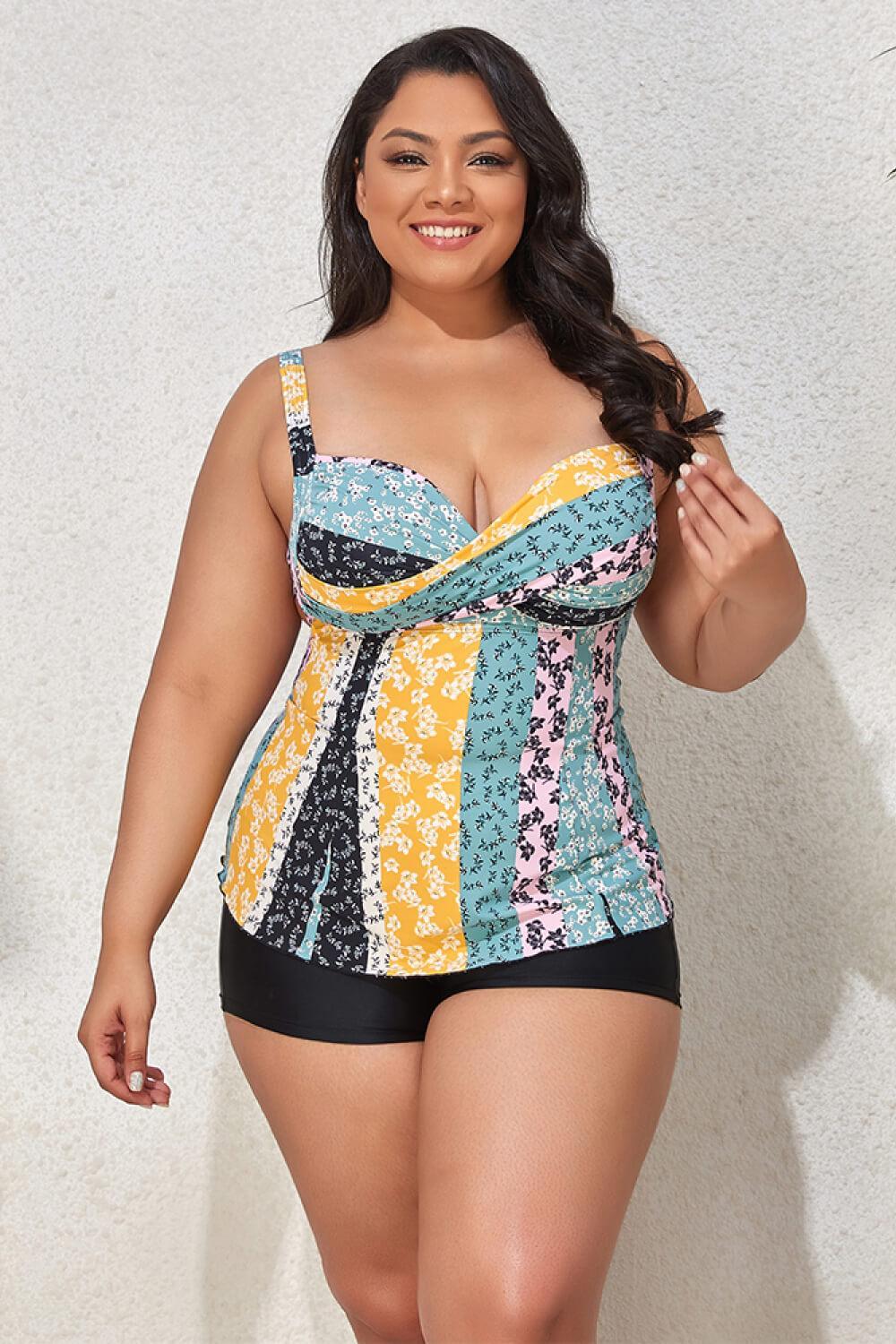 Zestful Plus Size Printed Cutout Two Piece Swim Set - MXSTUDIO.COM