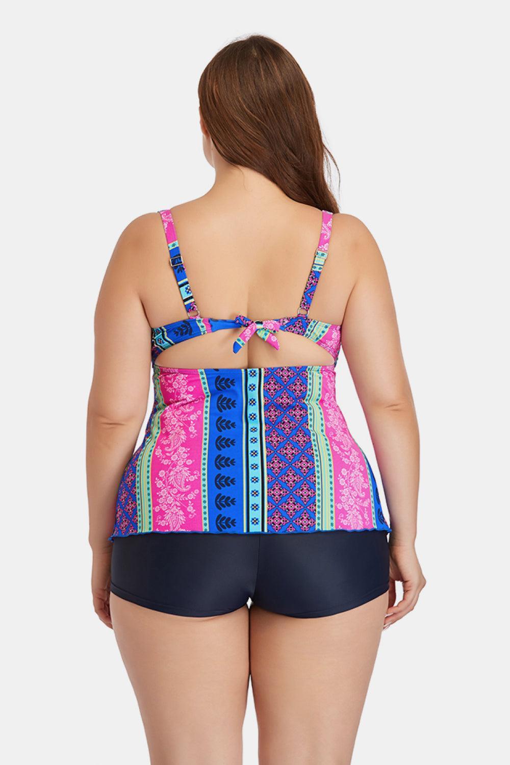 Zestful Plus Size Printed Cutout Two Piece Swim Set - MXSTUDIO.COM