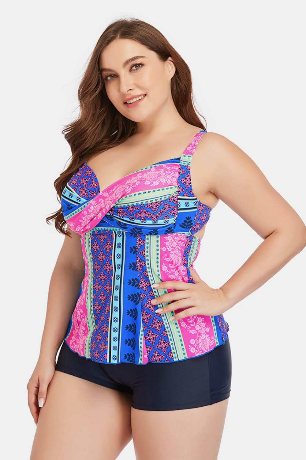 Zestful Plus Size Printed Cutout Two Piece Swim Set - MXSTUDIO.COM