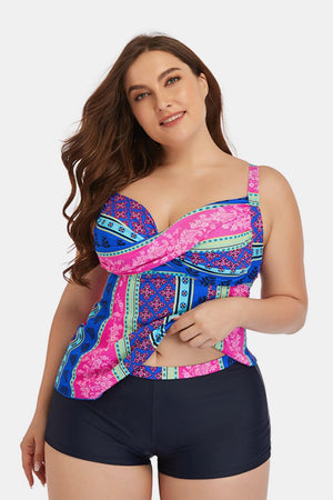 Zestful Plus Size Printed Cutout Two Piece Swim Set - MXSTUDIO.COM