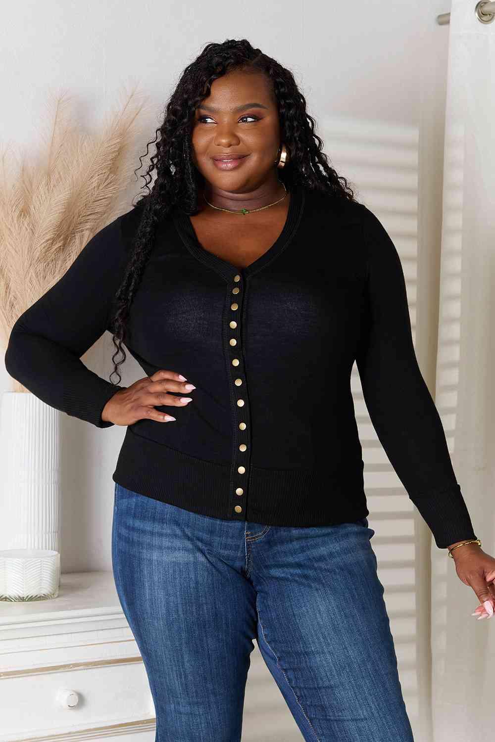 Greater Comfort Plus Size Black Cardigan - MXSTUDIO.COM