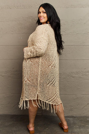 Bohemian Glam Western Knit Plus Size Fringe Cardigan - MXSTUDIO.COM