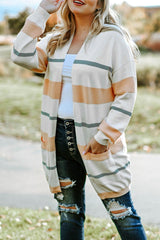 Artistic Impression Open Front Plus Size Striped Cardigan - MXSTUDIO.COM