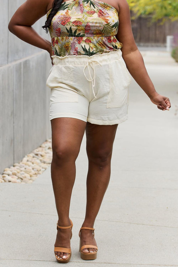 Unrestricted Drawstring Plus Size Paperbag Shorts - MXSTUDIO.COM