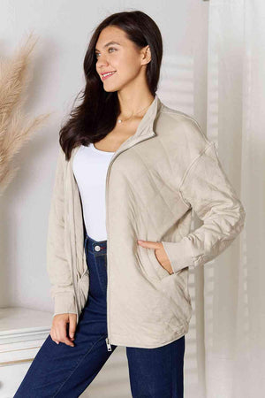 Guarantee Coziness Plus Size Zip-Up Jacket - MXSTUDIO.COM