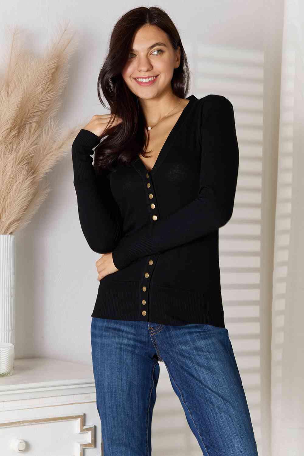 Greater Comfort Plus Size Black Cardigan - MXSTUDIO.COM