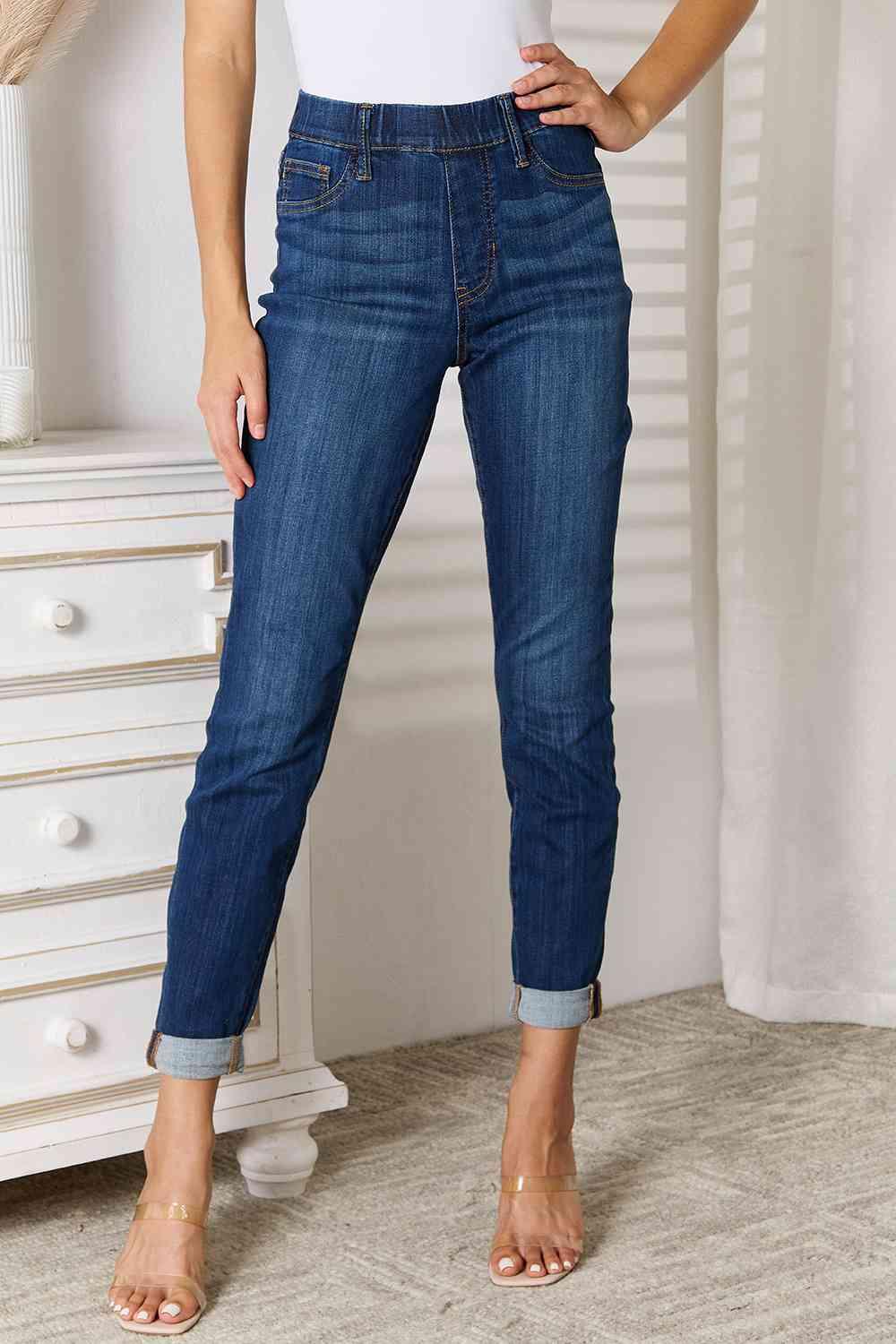 Convenient Wearing High Waisted Plus Size Skinny Jeans - MXSTUDIO.COM