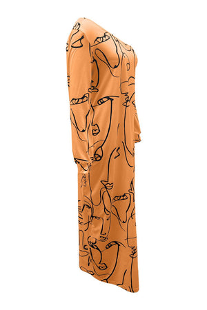 an orange dress with a picture of a dog on it