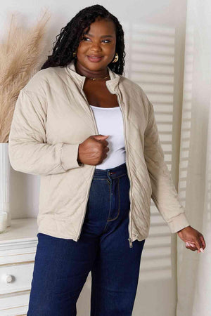 Guarantee Coziness Plus Size Zip-Up Jacket - MXSTUDIO.COM