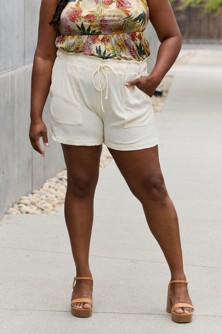 Unrestricted Drawstring Plus Size Paperbag Shorts - MXSTUDIO.COM