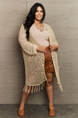 Bohemian Glam Western Knit Plus Size Fringe Cardigan - MXSTUDIO.COM