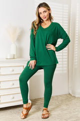 Flawless Fit Dark Green Plus Size Loungewear Sets - MXSTUDIO.COM