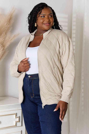 Guarantee Coziness Plus Size Zip-Up Jacket - MXSTUDIO.COM