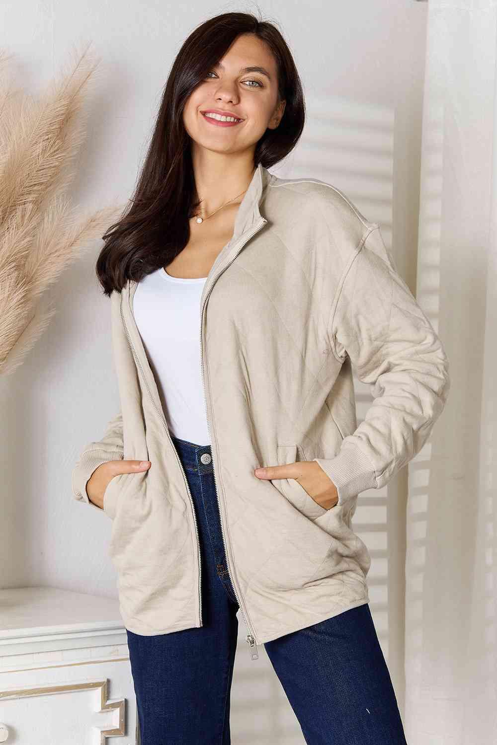 Guarantee Coziness Plus Size Zip-Up Jacket - MXSTUDIO.COM