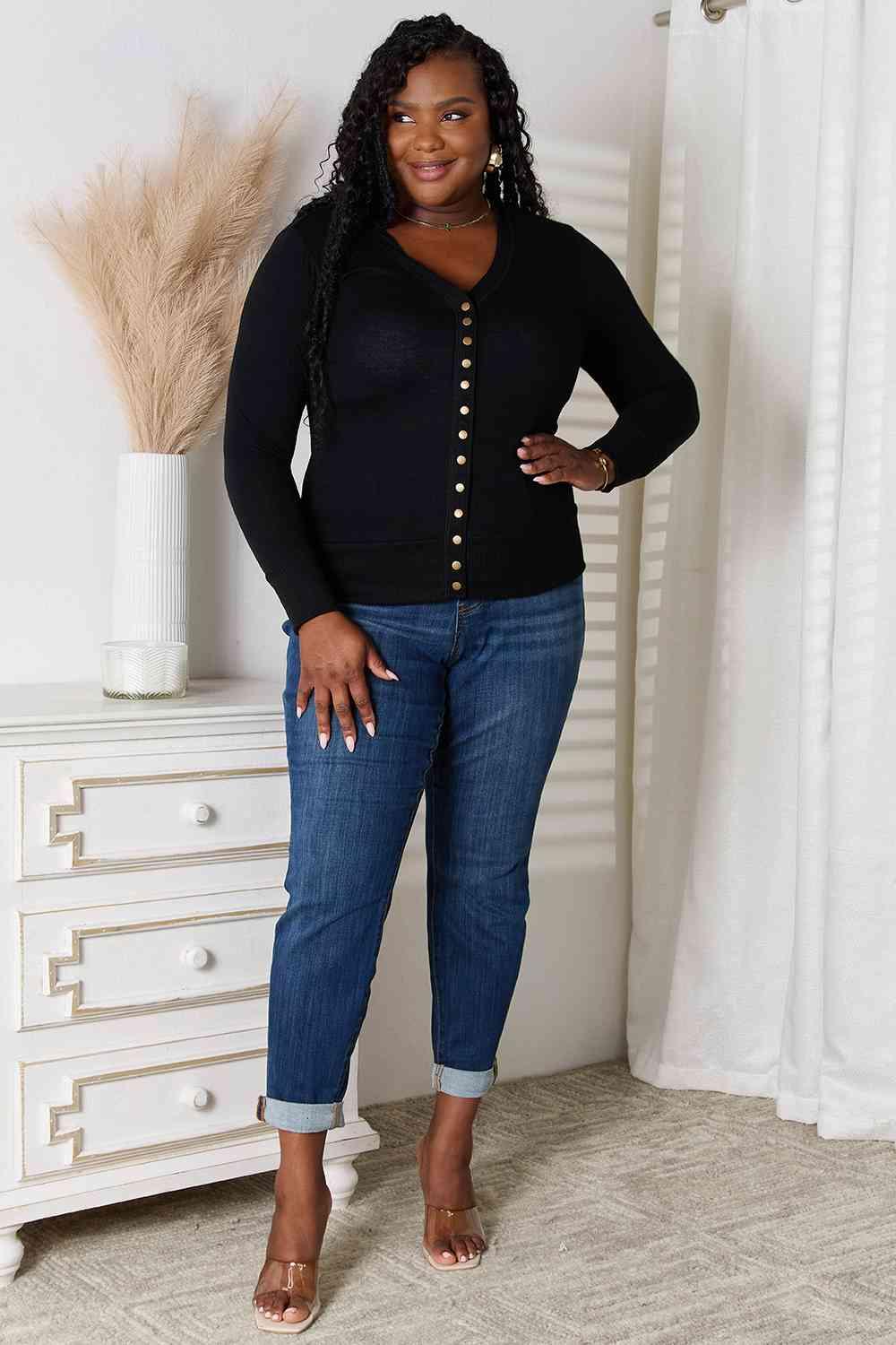 Greater Comfort Plus Size Black Cardigan - MXSTUDIO.COM